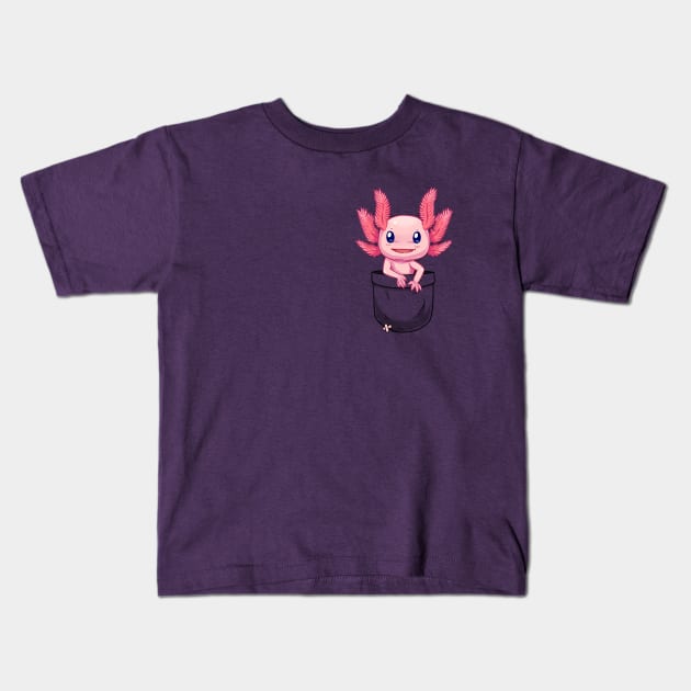 Pocket Cute Axolotl Kids T-Shirt by TechraPockets